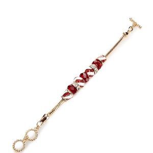 NWT NIB Merry & Bright Candy Cane Crystal Line Bracelet in Gold, Red & White